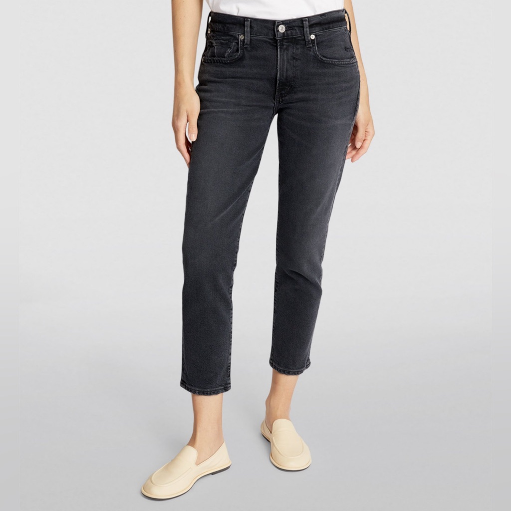 Citizens Of Humanity Ella Black Washed Cropped Mid-Rise Slim Jeans